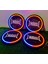 Mobas Yazılı 20 cm Uyumlu 4 Adet 20CM Pixel Kayar Ledli Midrange Kapağı Set 358 Modlu 12 Renkli 4