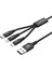 Unıtek Usb-A 3in1 Hızlı Şarj Kablosu 1.2mt 2.4A Mıcro Usb, Type-C, Lıghtnıng (C14049BK) 1