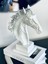 Beyaz Gümüş Dekoratif At Büstü, Büyük Boy, Masa Üstü Heykel 37X26 cm 2