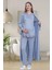 Mecit 1517 Mavi Sabahlıklı Lohusa Pijama Takımı 1