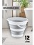 12 Litre Katlanabilir Kova Katlanır Akordiyon Su Kovası ve Banyo Açık Gri 1