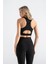 Kadın Sporcu Büstiyer Siyah Renk Destekli Push-Up Askılı Slim Fit Crop 6