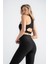 Kadın Sporcu Büstiyer Siyah Renk Destekli Push-Up Askılı Slim Fit Crop 8