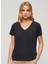 Yuvarlak Yaka Düz Lacivert Kadın T-Shirt W1011122A 3