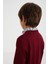 V Yaka Merino Yün Bordo Çocuk Triko 3