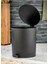 Yuvarlak Pedallı Çöp Kovası, Çizgili Kapak, Banyo ve Mutfak Için Siyah 6