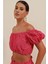 0481 Fistolu Straplez Bluz - Fuşya 4