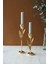 2'li Elegant Botanica Altın Yapraklı Şamdan Seti, Şık ve Doğal Dekorasyon Için Ideal 2