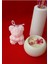 Beyaz Beton Tealight Mumluk ve Kalpli Küçük Ayıcık Soya Mumları Seti 1