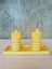 Şık Beton Mumluk ve Sunum Tepsisi Seti, 3 Parça, Sarı 2