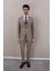 Erkek Likralı Slim Fit Sivri Yaka Yelekli Takım Elbise 1
