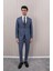 Erkek Likralı Slim Fit Sivri Yaka Yelekli Takım Elbise 1
