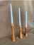 Doğal Ahşap 3'lü Mumluk Takımı, Rustik Şamdan Dekorasyon 2