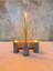 Koyu Gri Beton 4'lü Tealight Mumluk ve Sunum Tabağı Seti 3