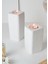 Ahşap Görünümlü 2'li Uzun Blok Tealight Mumluk Beyaz Şık ve Modern Tasarım 1