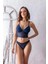 Lacivert Dantel Işlemeli Kadın Bralet ve Slip Takım 1