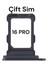 iPhone 16 Pro Sim Çekmecesi Sim Kart Yuvası Çift Sim Için Uygundur Siyah Titanyum Renk 1