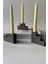 3'lü Antrasit Blok Şamdan Mumluk Takımı, Şık ve Modern Dekorasyon Aksesuarı 1