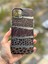 iPhone 13/14 Uyumlu Kılıf Leopar Desenli Kahverengi Çizgili Metalik Tuşlu Kamera Kenar Çıkıntılı 2