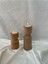 Bej Ahşap ve Beyaz Şamdan Seti, 2'li Tealight Mum Hediyeli 4