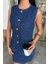 Kolsuz Yelekli Mini Etekli Denim Takım 10164 8