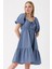 2351 Kloş Poplin Elbise - Indigo 7