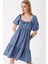 2351 Kloş Poplin Elbise - Indigo 8