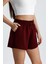 Kadın Bordo Şort Modal Kumaş Yumuşak Dokulu Esnek Likralı Bağcıklı Çift Cepli Şort 6