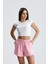 Kadın Pembe Şort Modal Kumaş Yumuşak Dokulu Esnek Likralı Bağcıklı Çift Cepli Şort 1