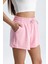 Kadın Pembe Şort Modal Kumaş Yumuşak Dokulu Esnek Likralı Bağcıklı Çift Cepli Şort 2
