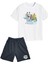 2'li Set Baskılı Erkek Çocuk Pamuk Şort Tshirt Takım Futbol 5 6 7 8 9 10 11 12 13 14 Yaş Tişört 1