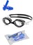 Siyah Yüzücü Gözlüğü ve Kulak Tıkacı Seti, Uv Korumalı, Cam Ce, Çantalı 1