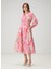 Pembe Çiçekli Midi Organza Elbise 3