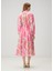 Pembe Çiçekli Midi Organza Elbise 5