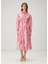 Pembe Çiçekli Midi Organza Elbise 4
