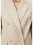 Bej Kruvaze Keten Blazer 7