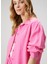 Oversize Pembe Keten Gömlek 4