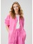 Oversize Pembe Keten Gömlek 6