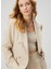Bej Kruvaze Keten Blazer 1