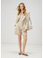 Bej Kruvaze Keten Blazer 2