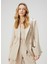 Bej Kruvaze Keten Blazer 3