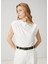 Beyaz Drape Detaylı T-Shirt 1