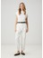 Beyaz Drape Detaylı T-Shirt 4