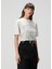 Beyaz Baskılı Keten T-Shirt 3