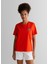 Logolu Turuncu Bisiklet Yaka Regular Fit Kısa Kollu Kadın T-Shirt 1