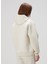 Krem Kapüşonlu Fermuarlı Sweatshirt 4