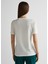 Krem Rengi Logolu Bisiklet Yaka Regular Fit Kısa Kollu Kadın T-Shirt 2
