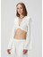 Sense Ekru Crop Keten Bluz 3