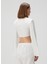 Sense Ekru Crop Keten Bluz 5