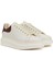 Oversized Beyaz Bordo Kadın Deri Sneaker 2